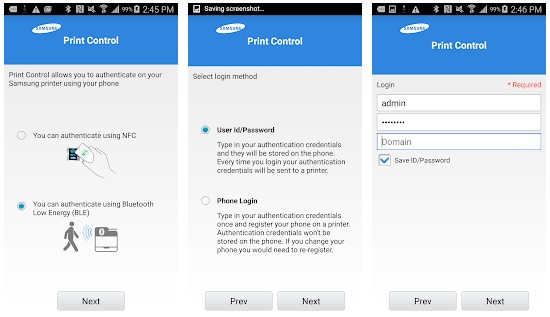 Samsung Mobile Print Control App