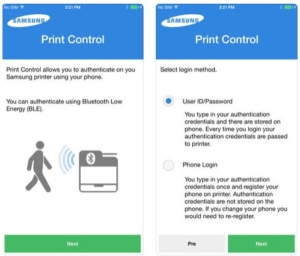 Samsung Mobile Print Control App